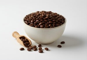 Premium unadulterated Grade AA Arabica roasted coffee beans in a bowl