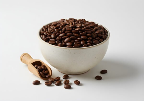 Premium unadulterated Grade AA Arabica roasted coffee beans in a bowl
