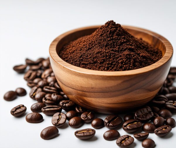 Freshly ground pure Arabica coffee powder with zero chicory in a bowl