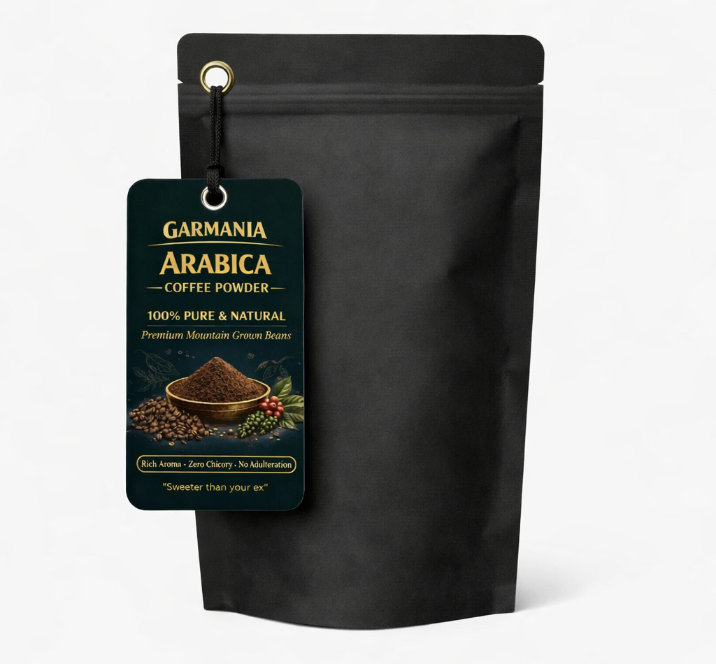 Arabica coffee powder 4 Black coffee powder packaging with label